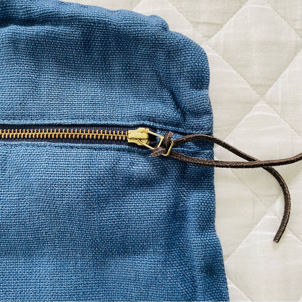Serena & Lily Linen Zipper Accent Pillow Cover in Navy - Picture 4 of 7